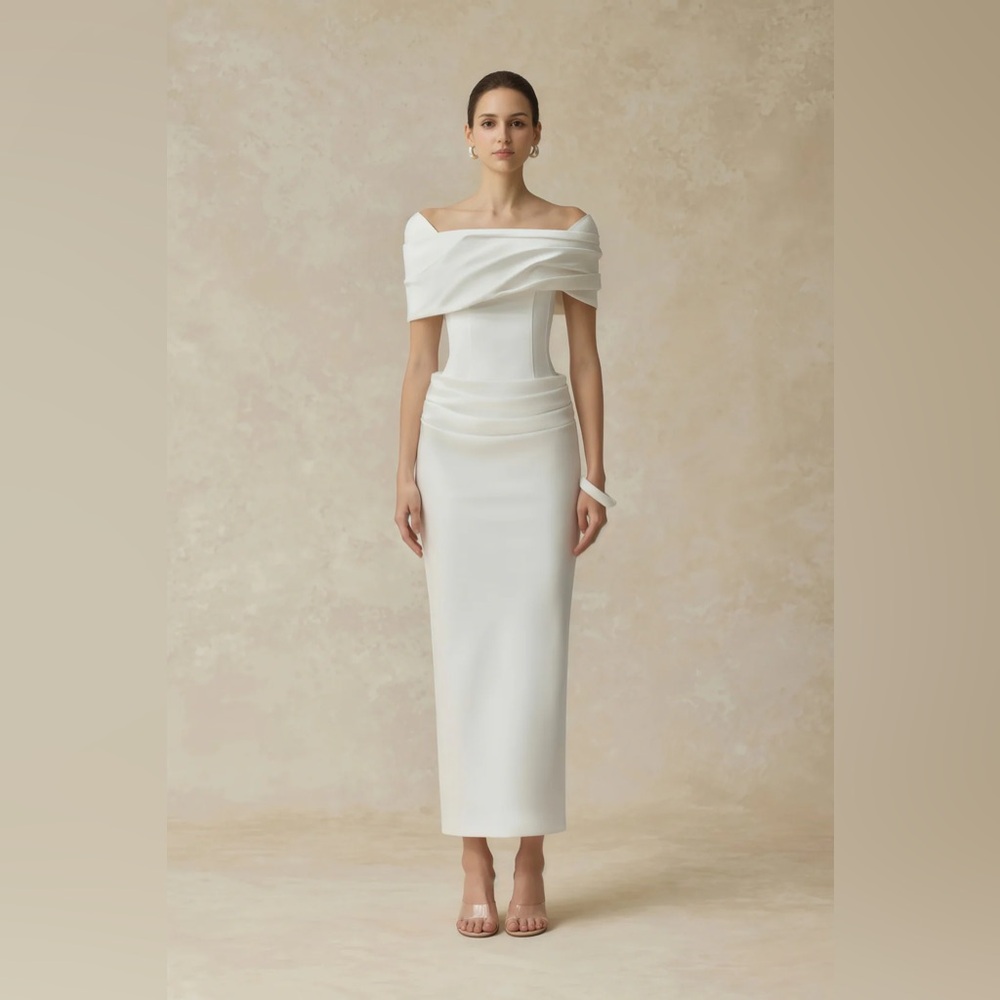 NWT white midi Dress miss rosier size small